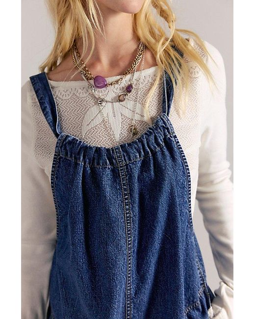Free People Blue Freebird Shortalls