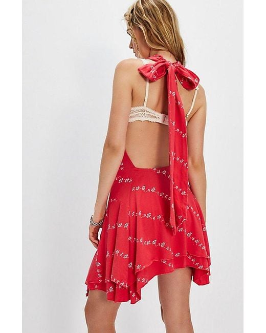 Free People Red Electric Days Printed Mini Dress