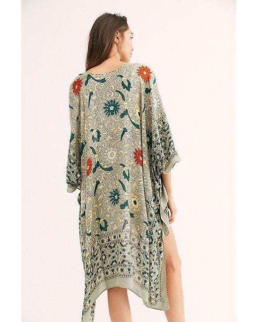 Free People Natural Magic Dance Border Print Kimono At In Green Tea Combo