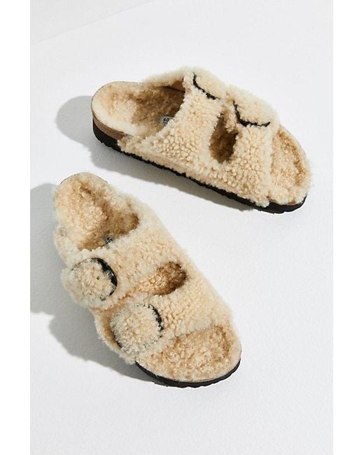 Birkenstock Natural Arizona Teddy Shearling Sandals