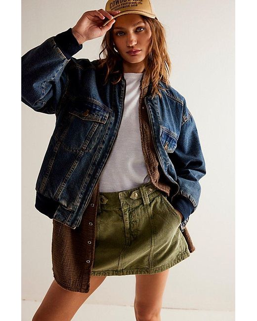 Free People Blue We The Free Sterling Cord Mini Skirt