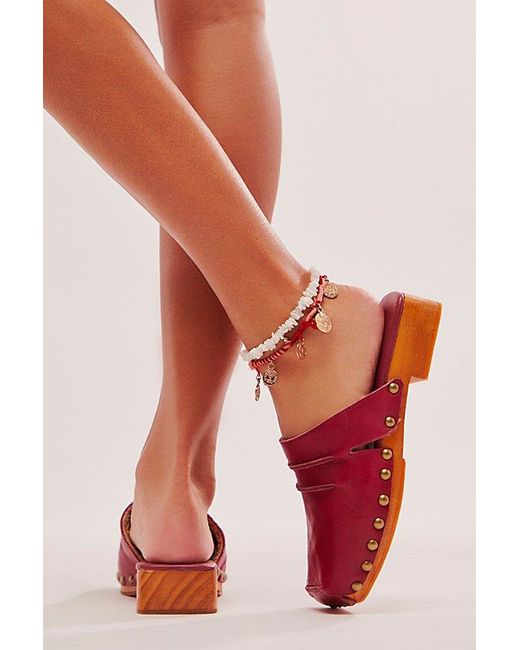 Free People Red Ivy Studded Mules