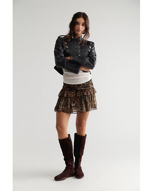 Free People Black Spell Damask Mini Skirt