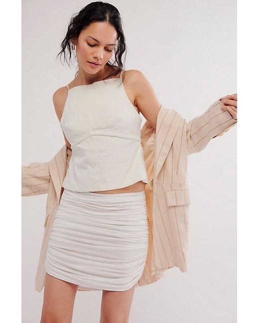Norma Kamali Natural Shirred Mini Skirt