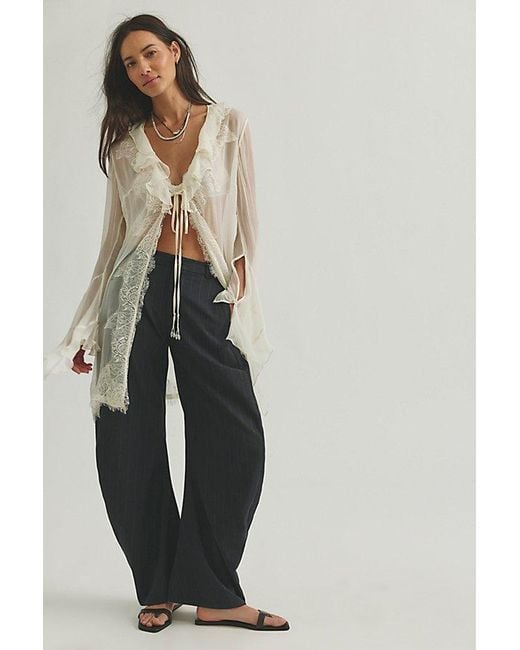 Free People Multicolor Spotlight Menswear Striped Barrel Trousers