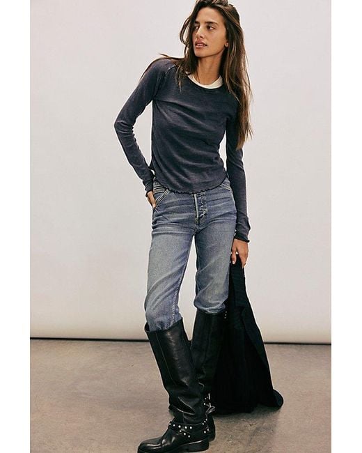 Free People Blue We The Free Janey Tall Engineer Boots