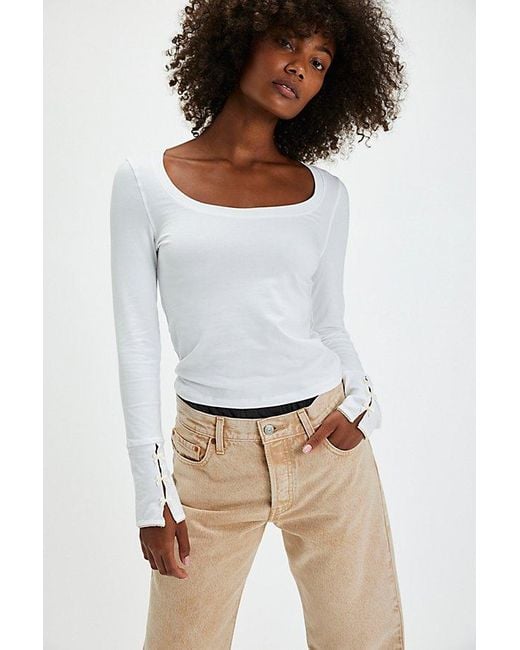 Intimately By Free People White Make It Molly Long-sleeve Top