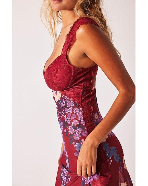 Free People Red Suddenly Fine Maxi Slip