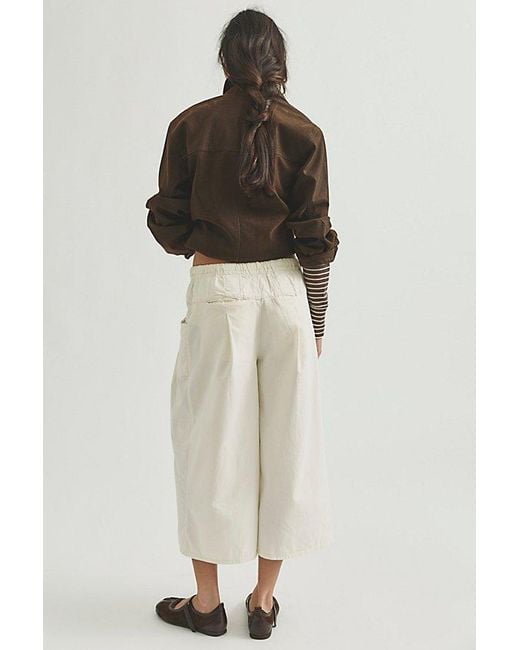 Free People White Telluride Wide-Leg Crop Pull-On Solid Pants