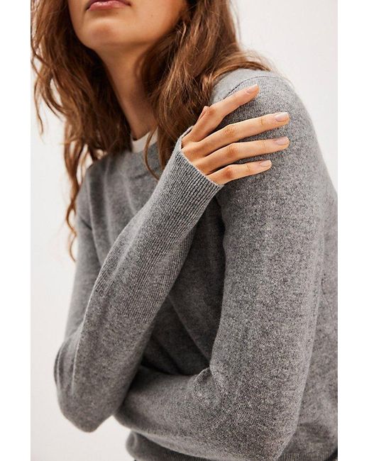 Free People Gray Malibu Cashmere Crewneck Sweater