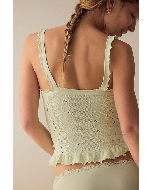 Intimately By Free People Green So Soft Frill Square Neck Tank Top By