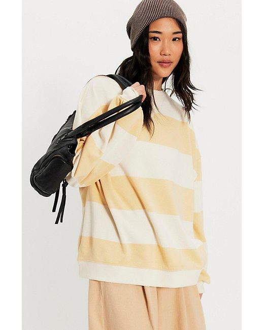 Free People Natural Classic Striped Oversized Crewneck