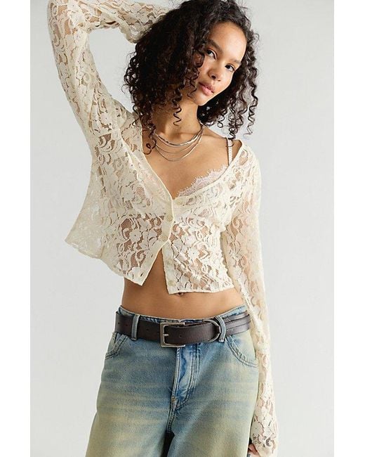 Free People Blue Lila Lace Top