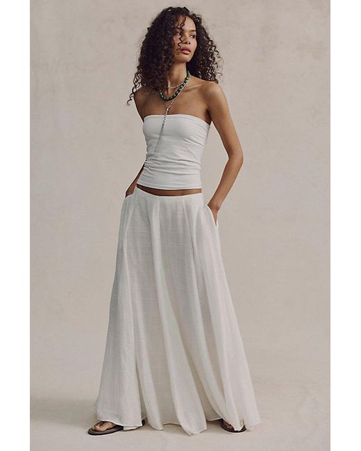 Free People White Ives Solid Maxi Skirt