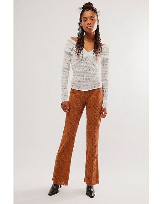 Free People White Fp One Ona Lace Flare Pants