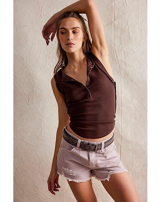 Free People Brown Now Or Never Denim Shorts