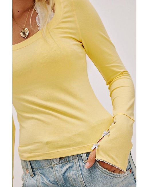 Intimately By Free People Make It Molly Long sleeve Top in Yellow Lyst UK