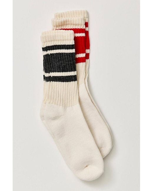 Free People Blue Mono Stripe Crew 2 Pack Socks