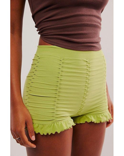 Free People Green Ruched Seamless Shorts