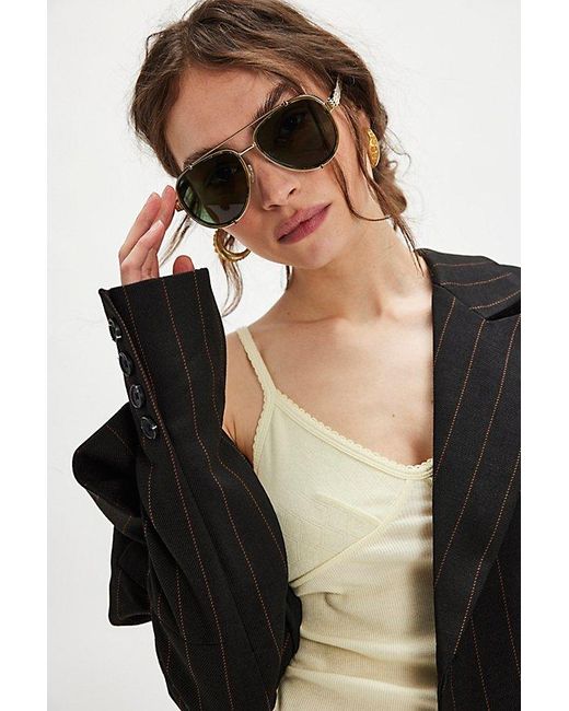 Free People Black Wesley Oversized Aviator Sunglasses