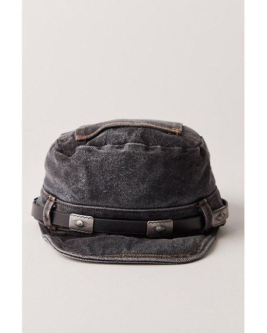 Free People Washed Denim Cadet Hat in Black | Lyst