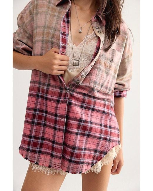 Free People Multicolor Lexi Plaid Button Down Top