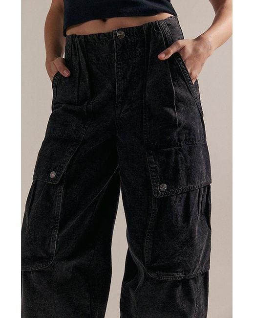 Free People Black We The Free Brentwood Slouchy Cargo Pants