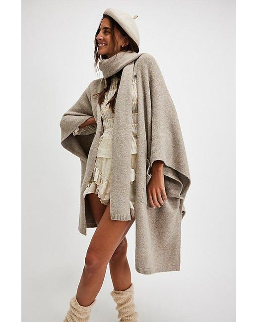 Free People Natural Slouchy Scarf-Inspired Knit Kimono