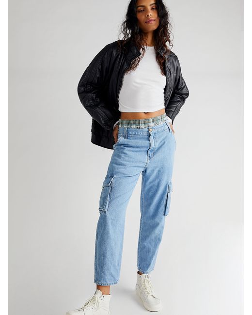 Free People Blue Levi's Loose Cargo Jeans