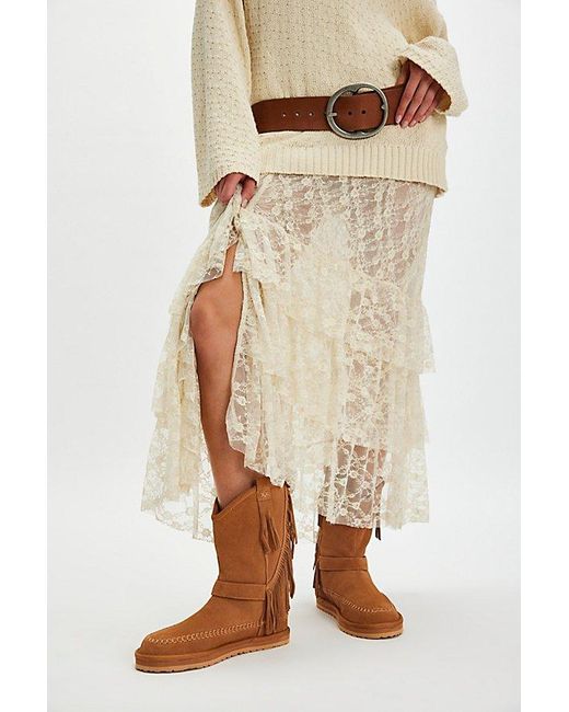 Free People Blue Faye Fringe Pull On Boots