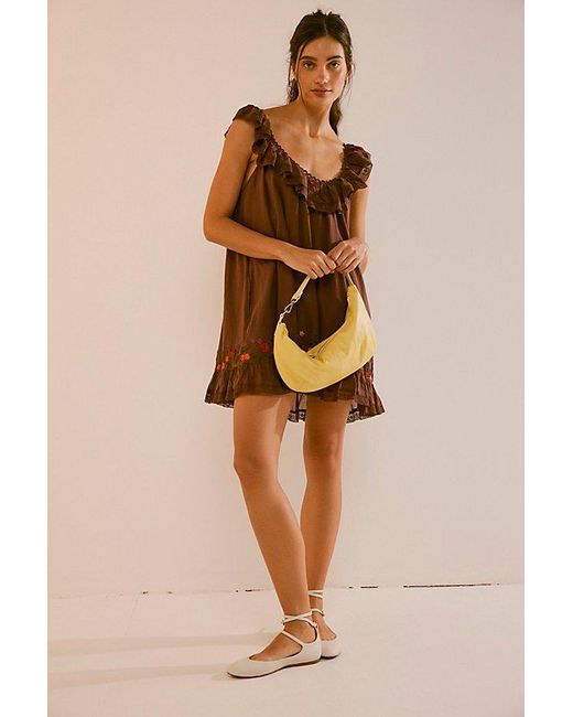 Free People Brown Buttercup Embroidered Mini Dress