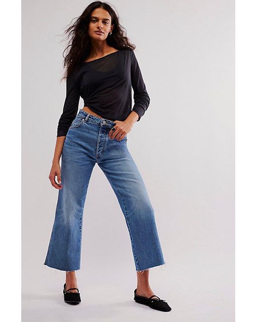 Rolla's Blue Classic Flare Crop Jeans