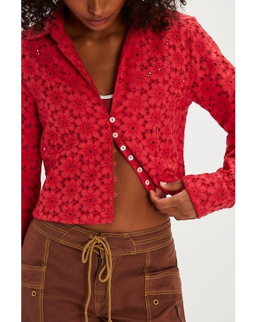 Free People Red Dream A Little Dream Top