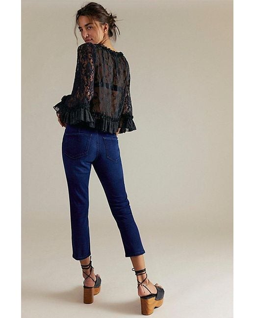 Free People Multicolor Knockout Mid-rise Crop Jeans At Free People In Dark And Stormy, Size: Xs