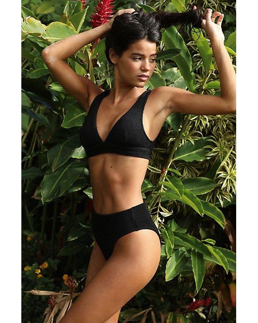 Rhythm Green Cove Stripe High-Waist Bikini Bottoms
