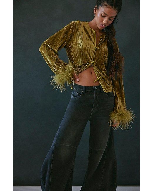 Free People Green Aubrey Velvet Jacket