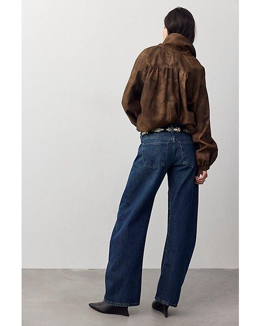 Free People Blue Fable Low-Rise Twisted Bowed Jeans