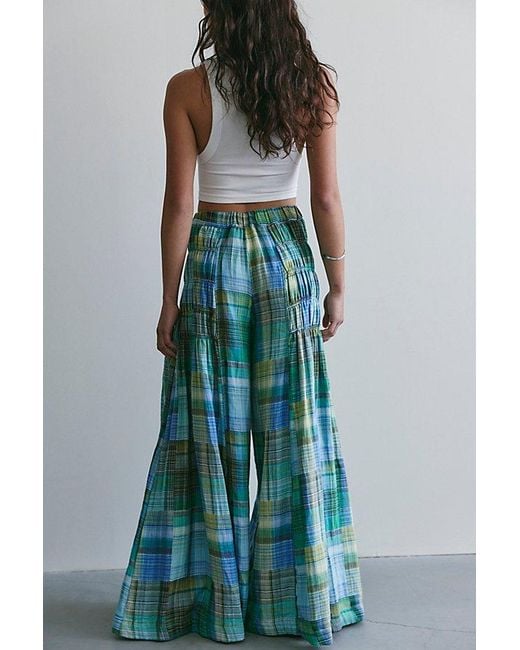 Free People Blue Swept Off Madras Pants