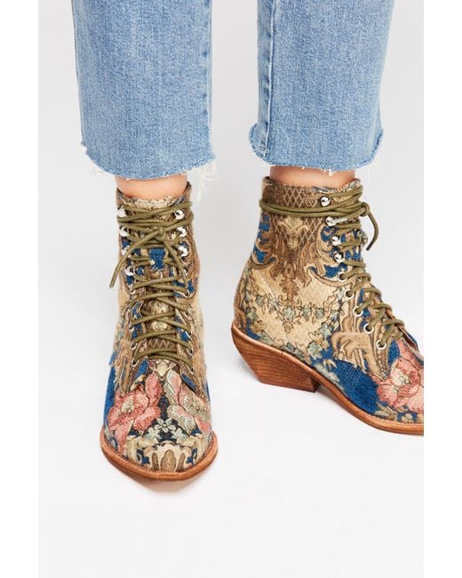 Free People Blue Grove Lace-up Western Boot By Jeffrey Campbell