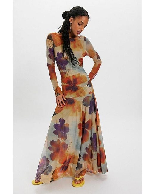 Free People Brown Sunnei Mesh Maxi Dress