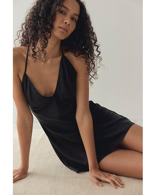 Frankie's Bikinis Black X Jennie Colette Silk Mini Slip Dress