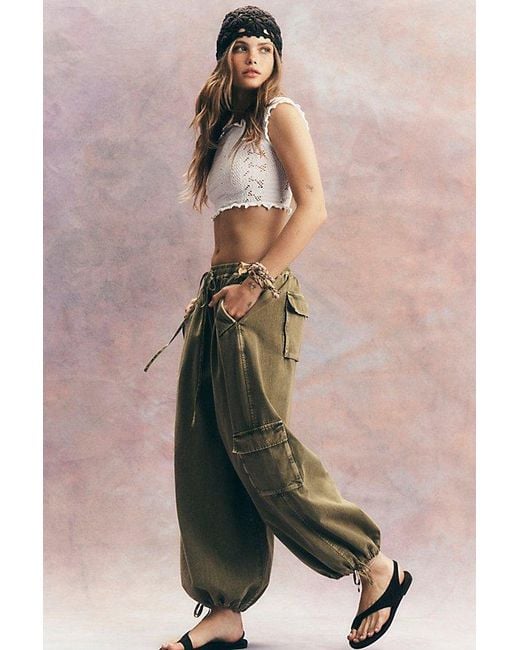 Free People Green Bobbi Pull-On Cargo Trousers