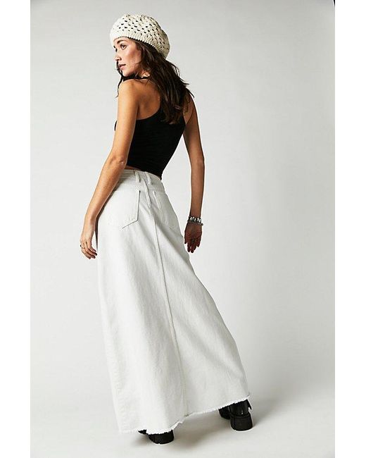 Free People Natural Come As You Are Denim Maxi Skirt At Free People In Daisy White, Size: Us 0