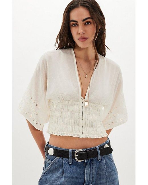 Free People White Ester Blouse