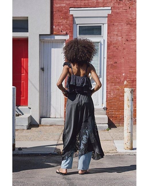 Intimately By Free People Black Parisian Nights Maxi Slip Skirt