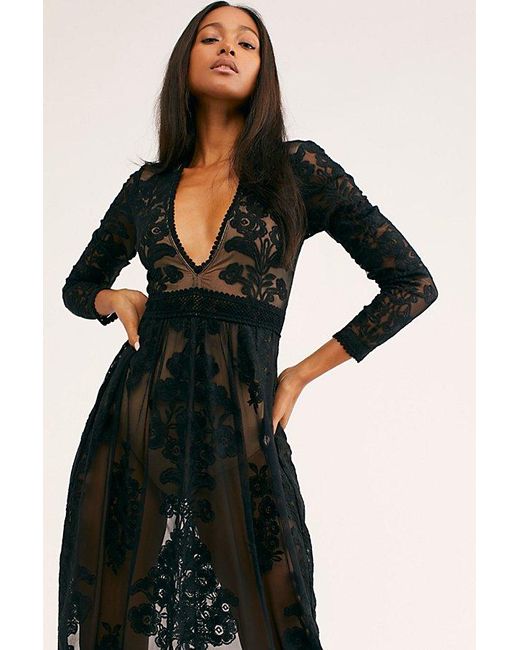 For Love & Lemons Blue Temecula Maxi Dress At Free People In Onyx, Size: Xs