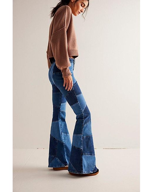 Free People Blue We The Free No Boundaries Pieced Jeans