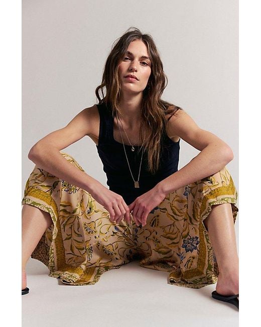 Free People Multicolor Sweet Reaction Pull-On Wide-Leg Crop Pants