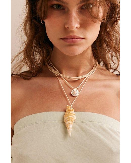 Free People Natural Carolina Shell Layered Necklace