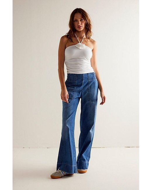 Free People Blue We The Free Breezy Denim Pull-on Jeans